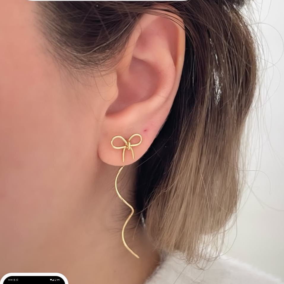 Gold Bow Danglers