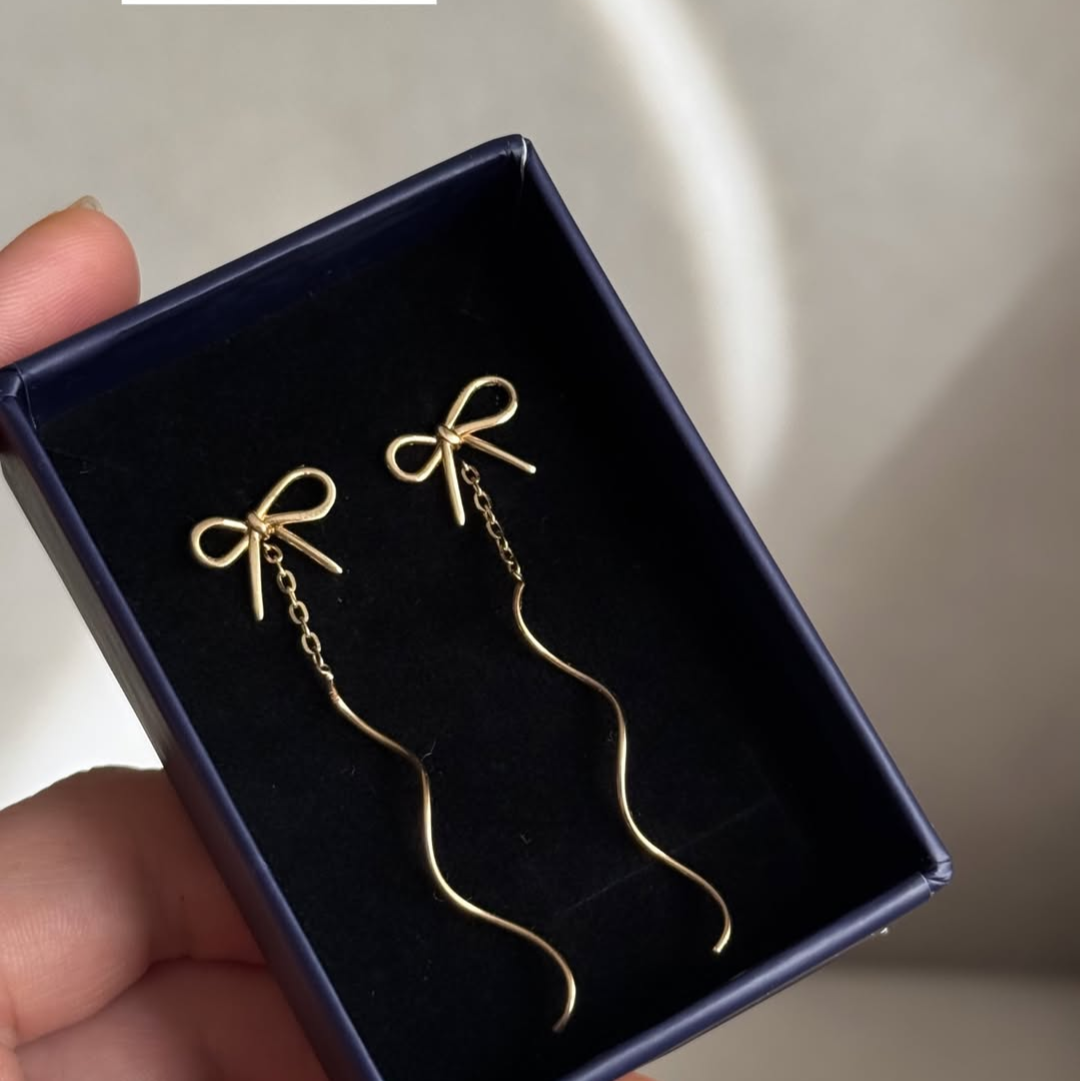 Gold Bow Danglers