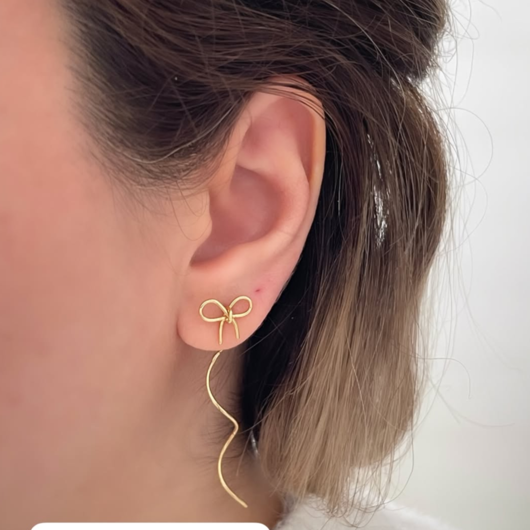 Gold Bow Danglers