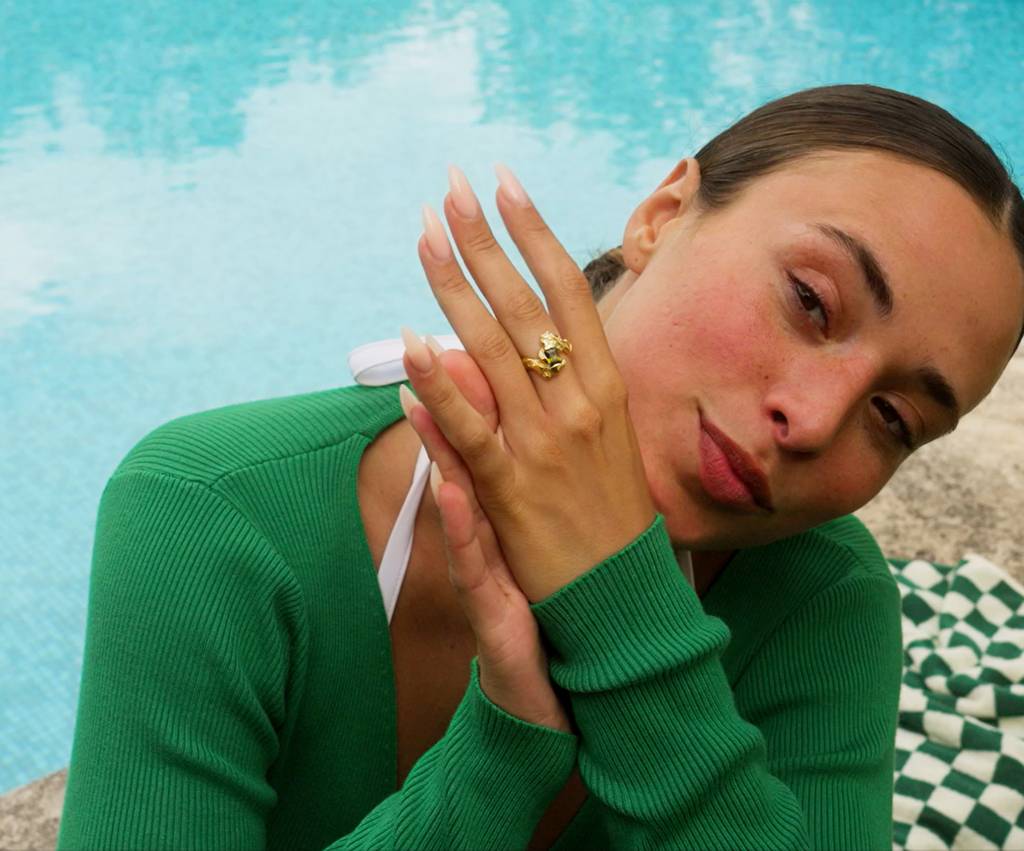Serena Olive Crystal Sculptural Ring