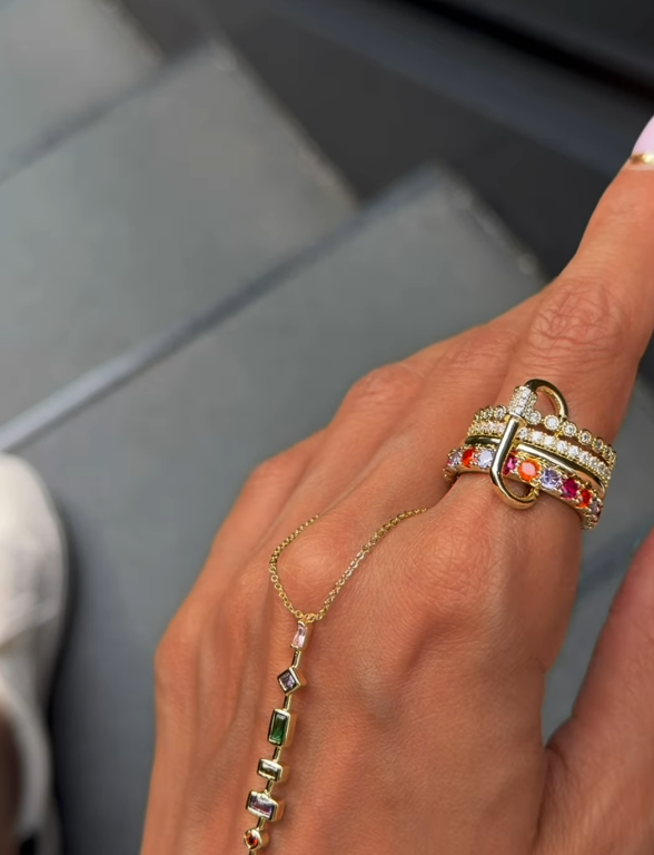 Rainbow Stack Ring (Size 7)