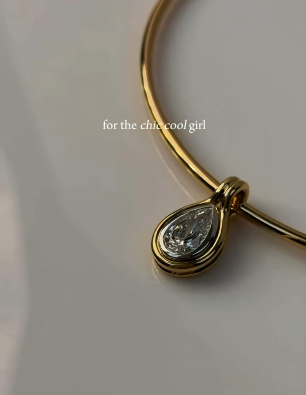 Crystal Teardrop Collar Necklace