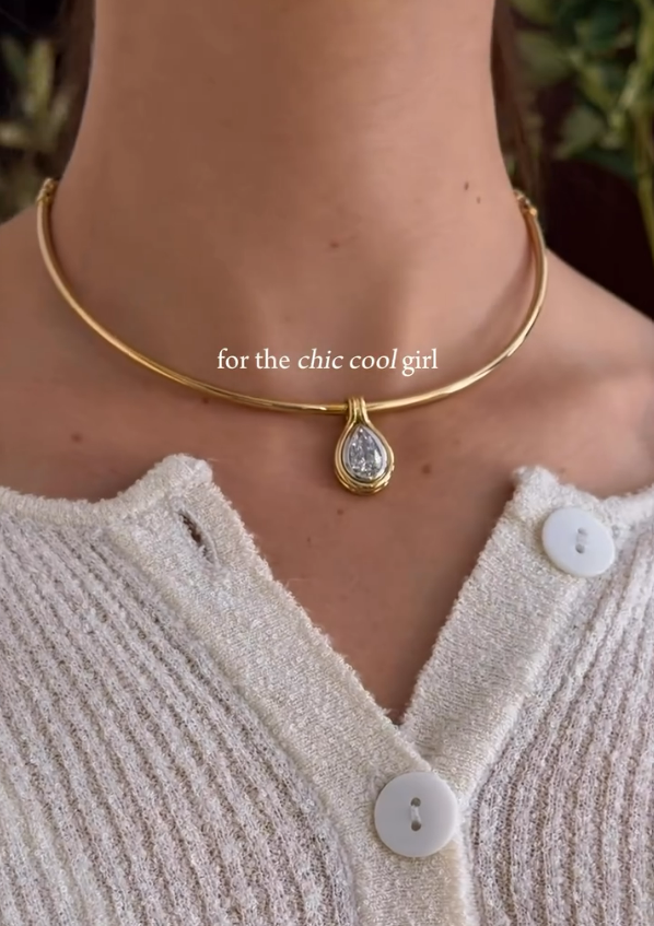 Crystal Teardrop Collar Necklace
