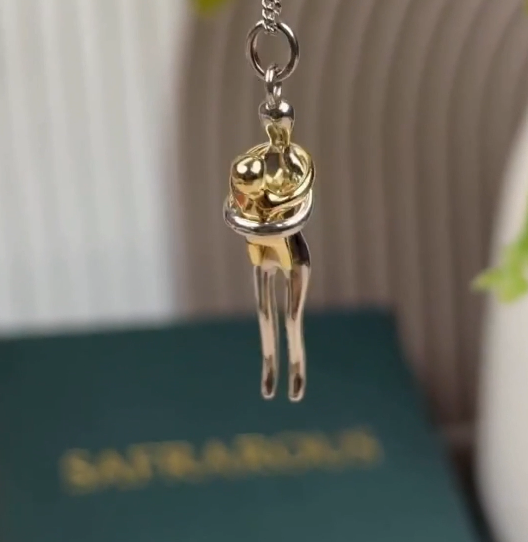 Mother & Child Embrace Pendant Set