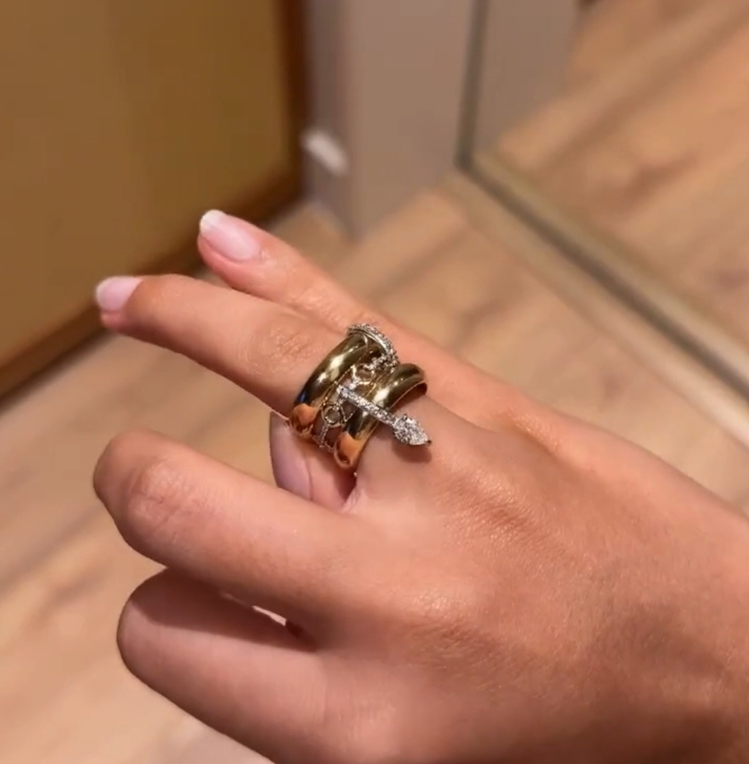 Sculpted Crystal Stack Ring (Size 7)