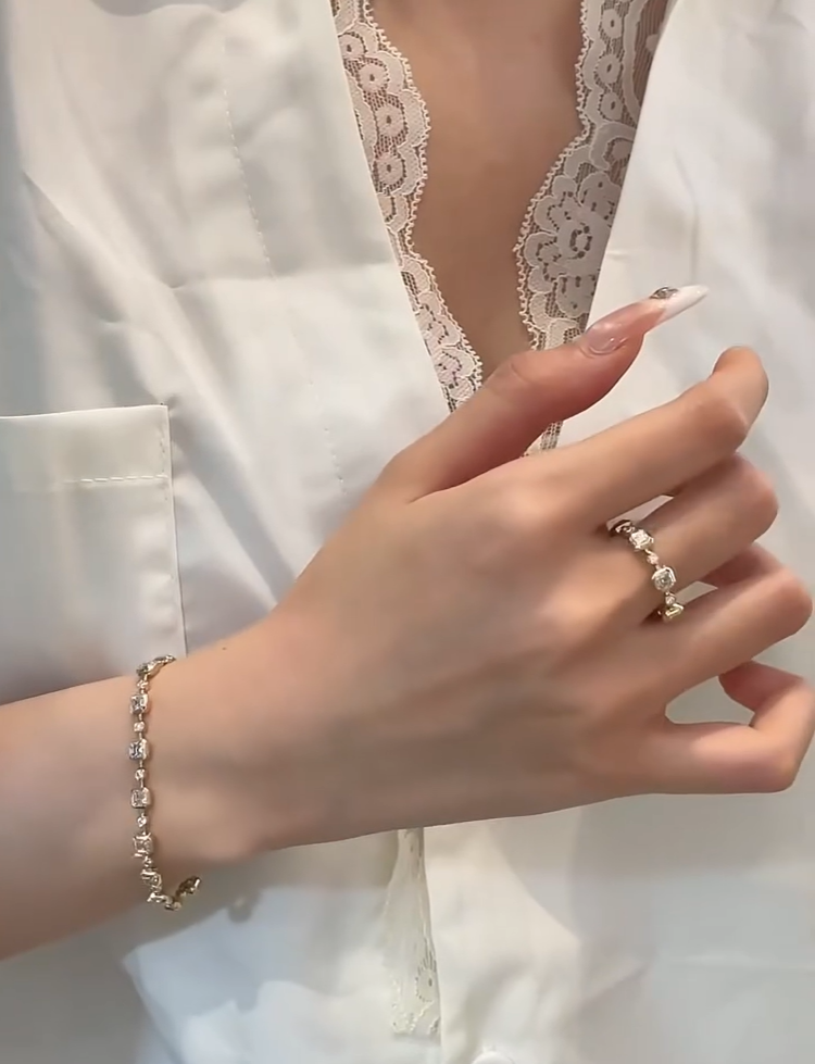 Crystal Bezel Bracelet & Ring Set