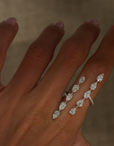 Sylvienne Marquise Cascade Adjustable Ring