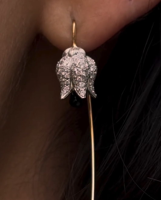 Noir Bloom Threader Earrings