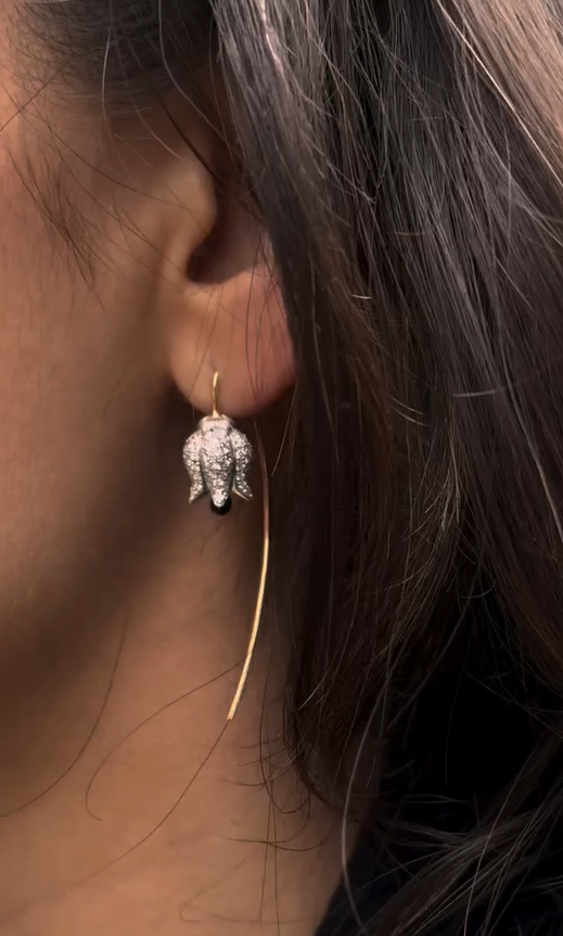 Noir Bloom Threader Earrings