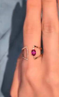 Ruby Orbit Geometric Ring