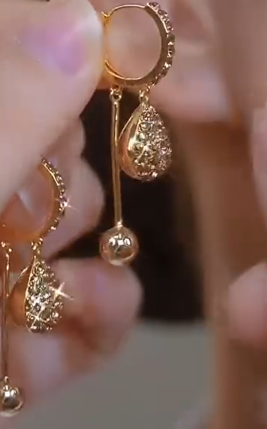 Glimmer Drop Hoop Earrings