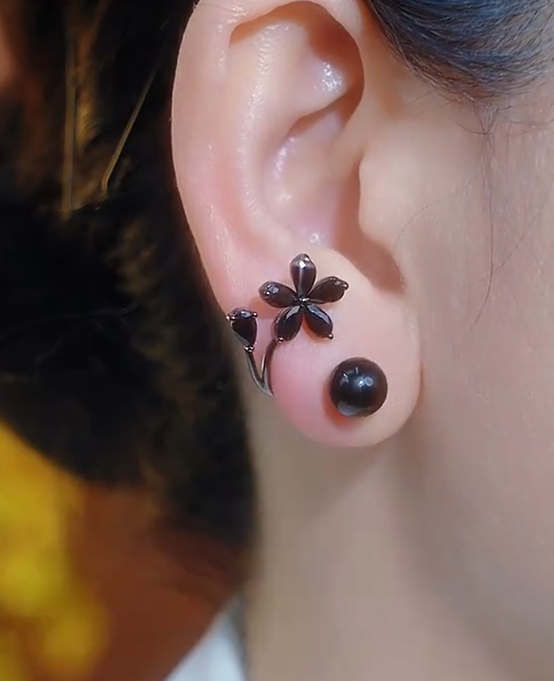 Zavelle Midnight Bloom Ear Cuff Earrings