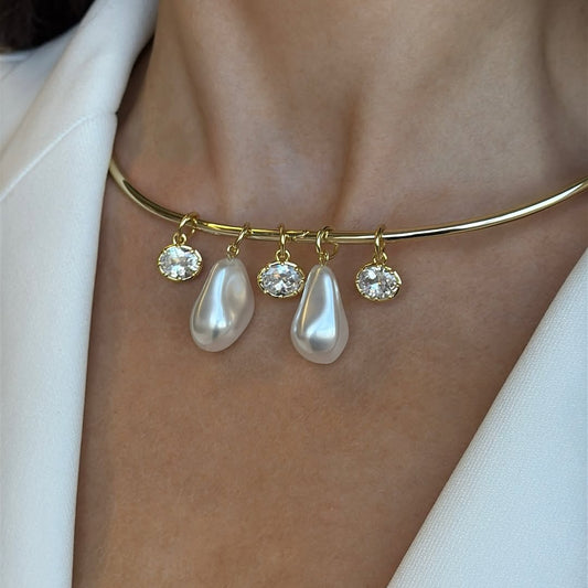 Elara Baroque Crystal Charm Choker