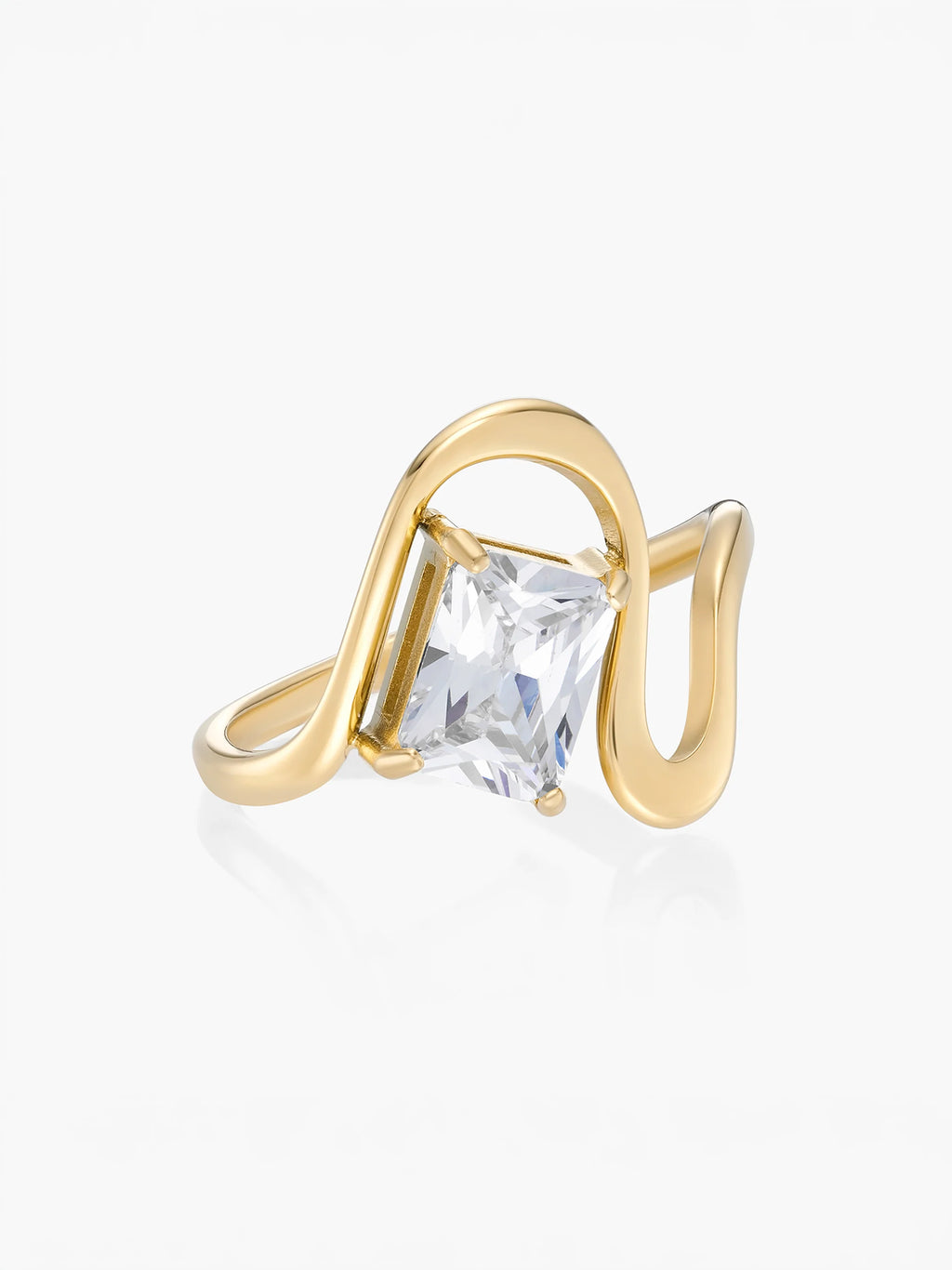 Sienna Square Crystal Wave Ring (Stack of 2)