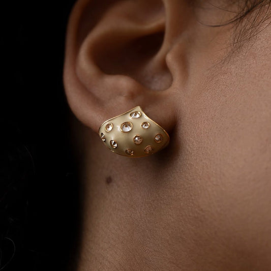 Cream Enamel Stud Earrings for Women