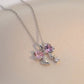 Ribbon Crystal Pink Necklace for Women