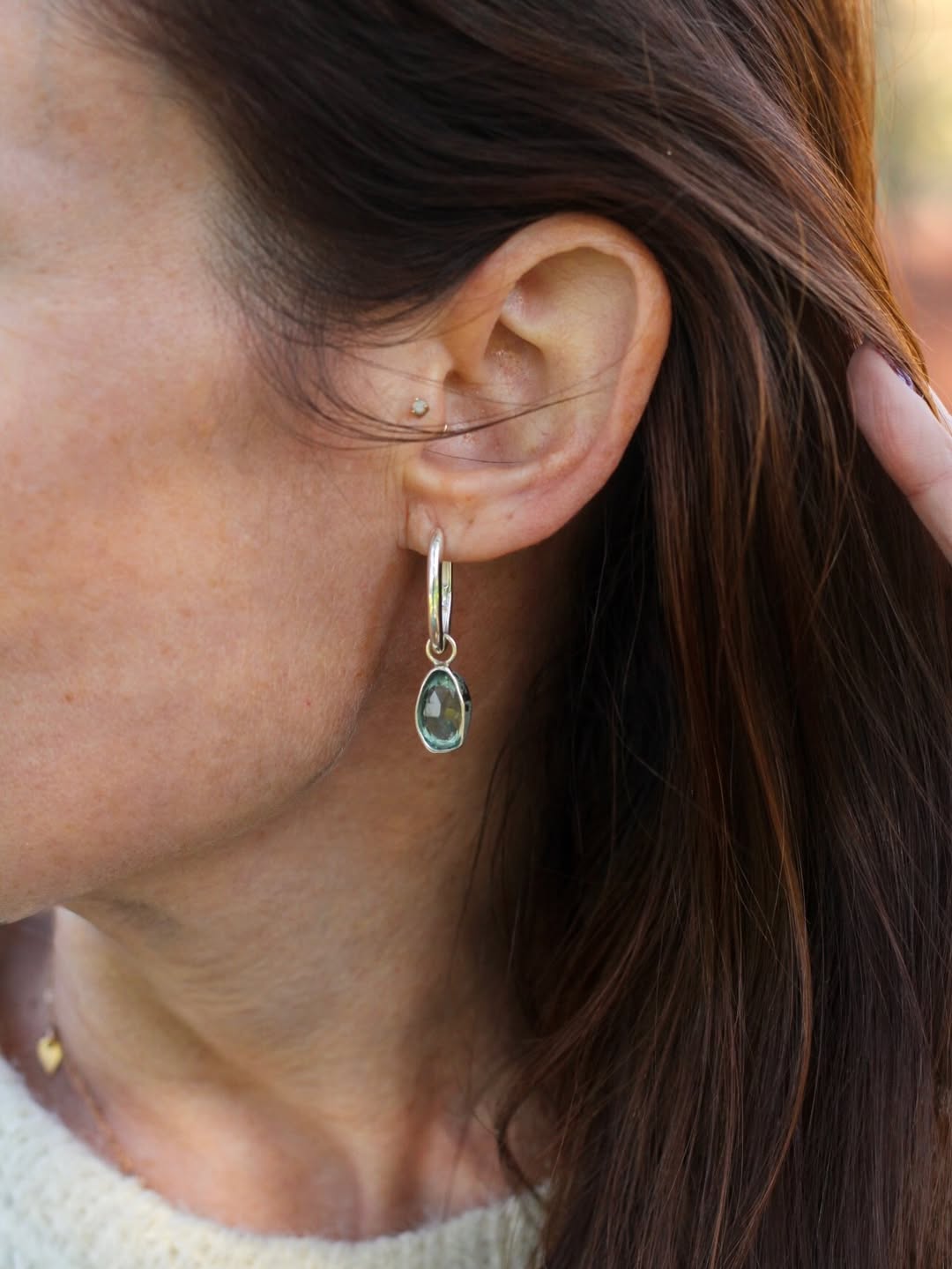 Aqua Drop Hoop Earrings