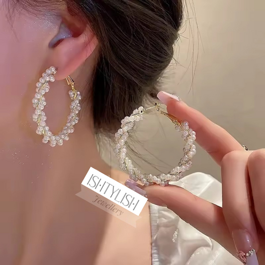 Elara Crystal-Wrapped Statement Hoops