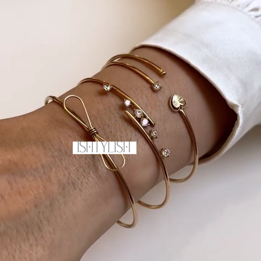 Freya Minimalist Gold Cuff Bracelet Set of 3