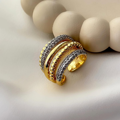 Aerin and Sora Beaded Textured layers Rings
