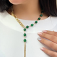 Zehn Green Bead and Gold Chain Y-Necklace