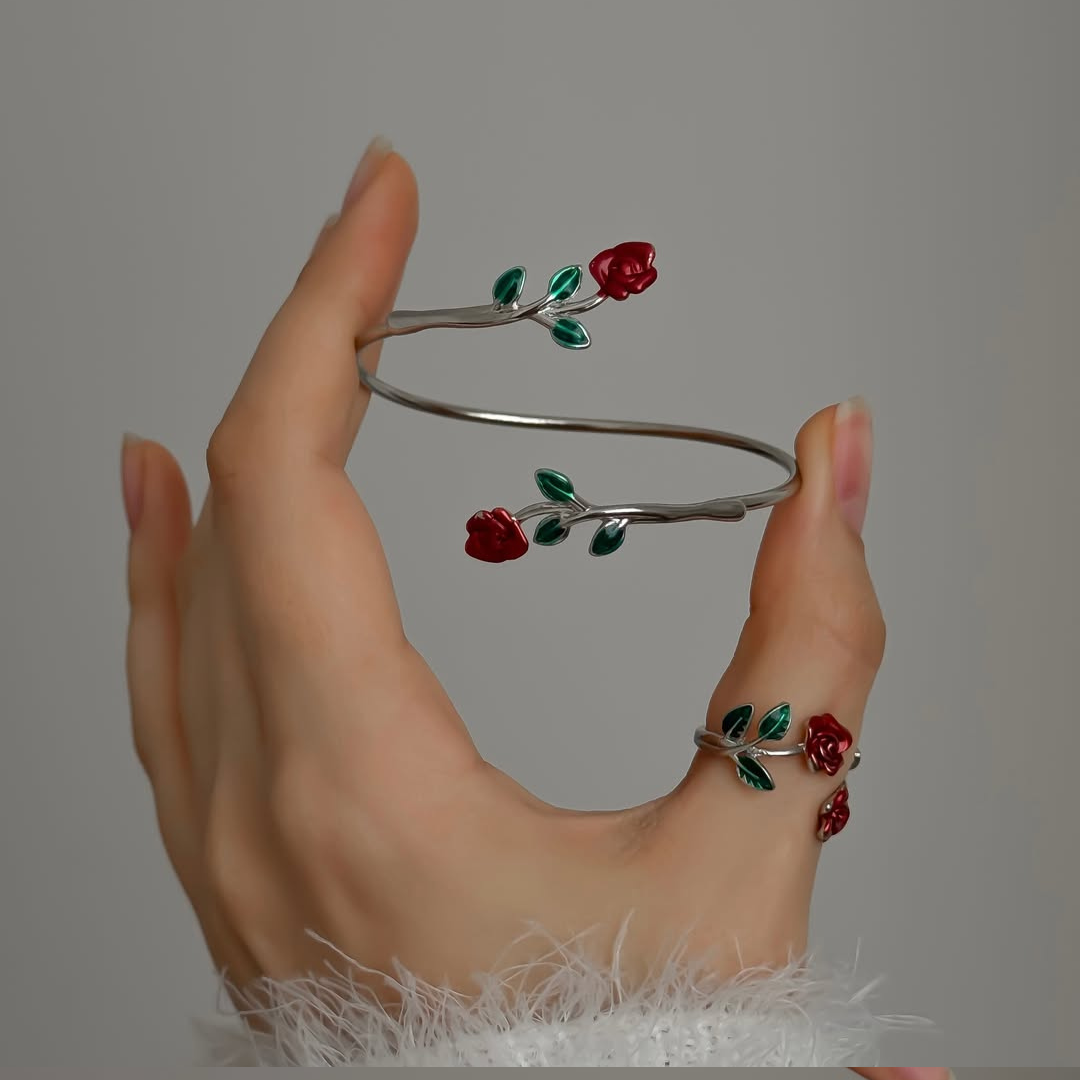 Vivienne Rose Adjustable Bracelet and Ring Set