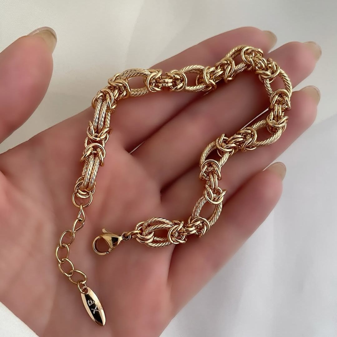 Textured Rope Chain Link Bracelet for Women