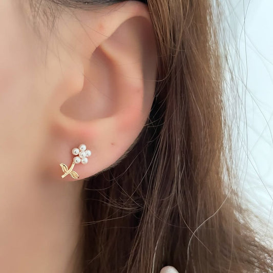 Pearl Blossom Cluster Earrings for Women