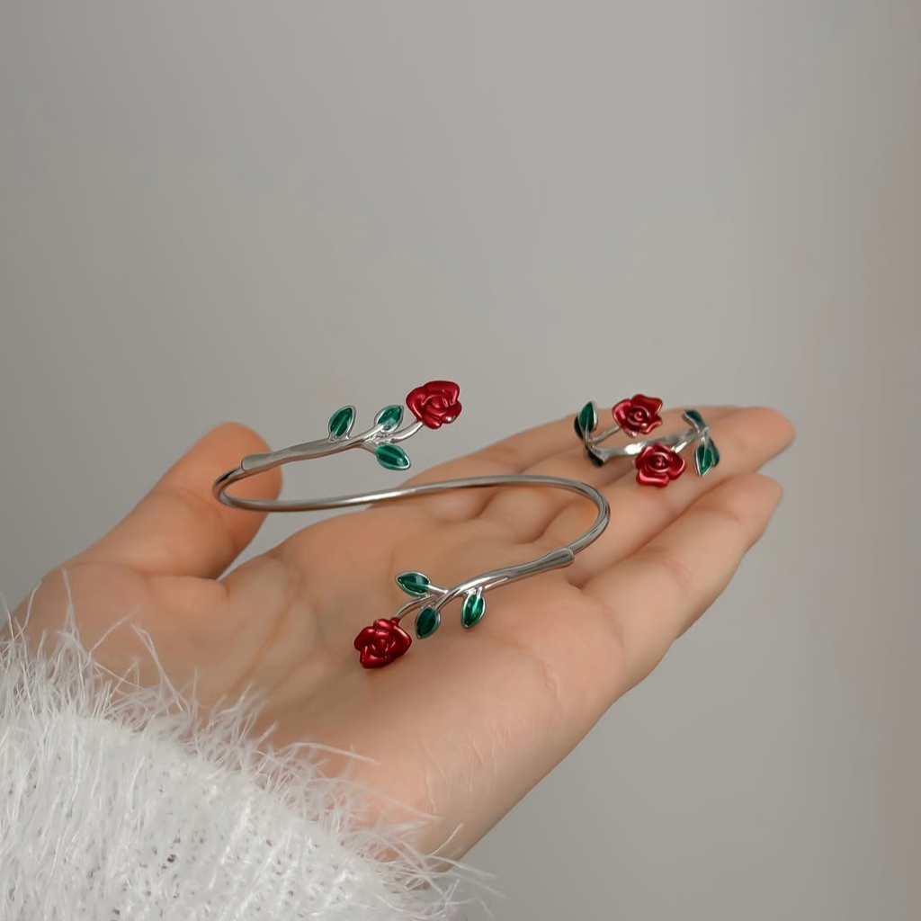 Vivienne Rose Adjustable Bracelet and Ring Set