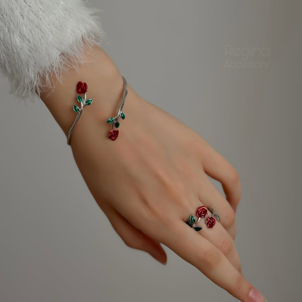 Vivienne Rose Adjustable Bracelet and Ring Set