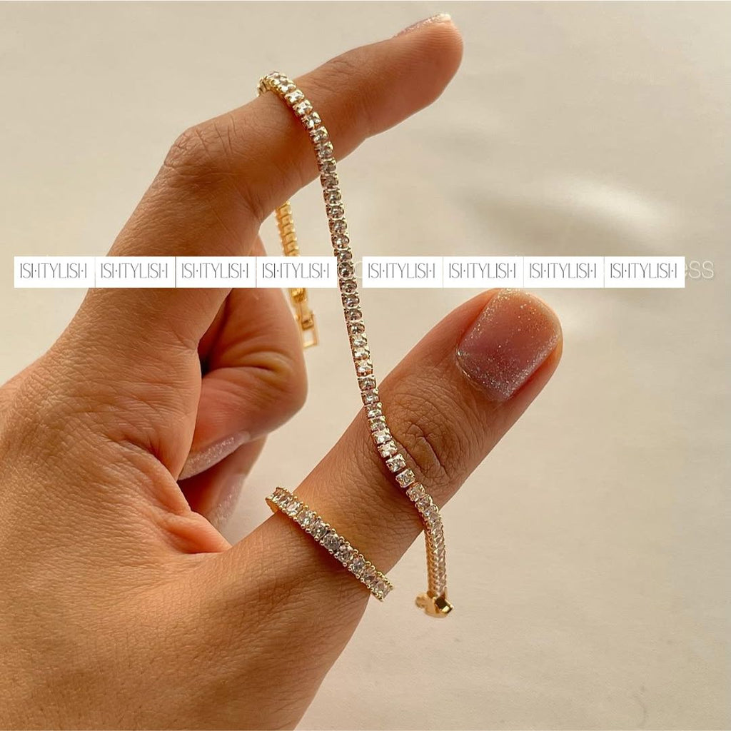 Zirconia Ring and Bracelet Set for Women