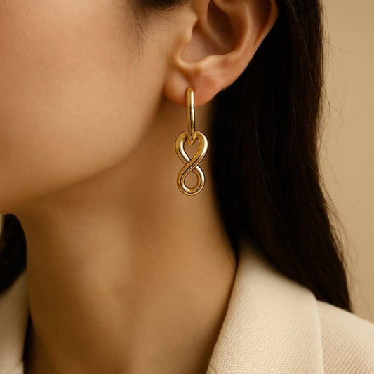 Infinity Knot Gold Hoop Earrings for Women