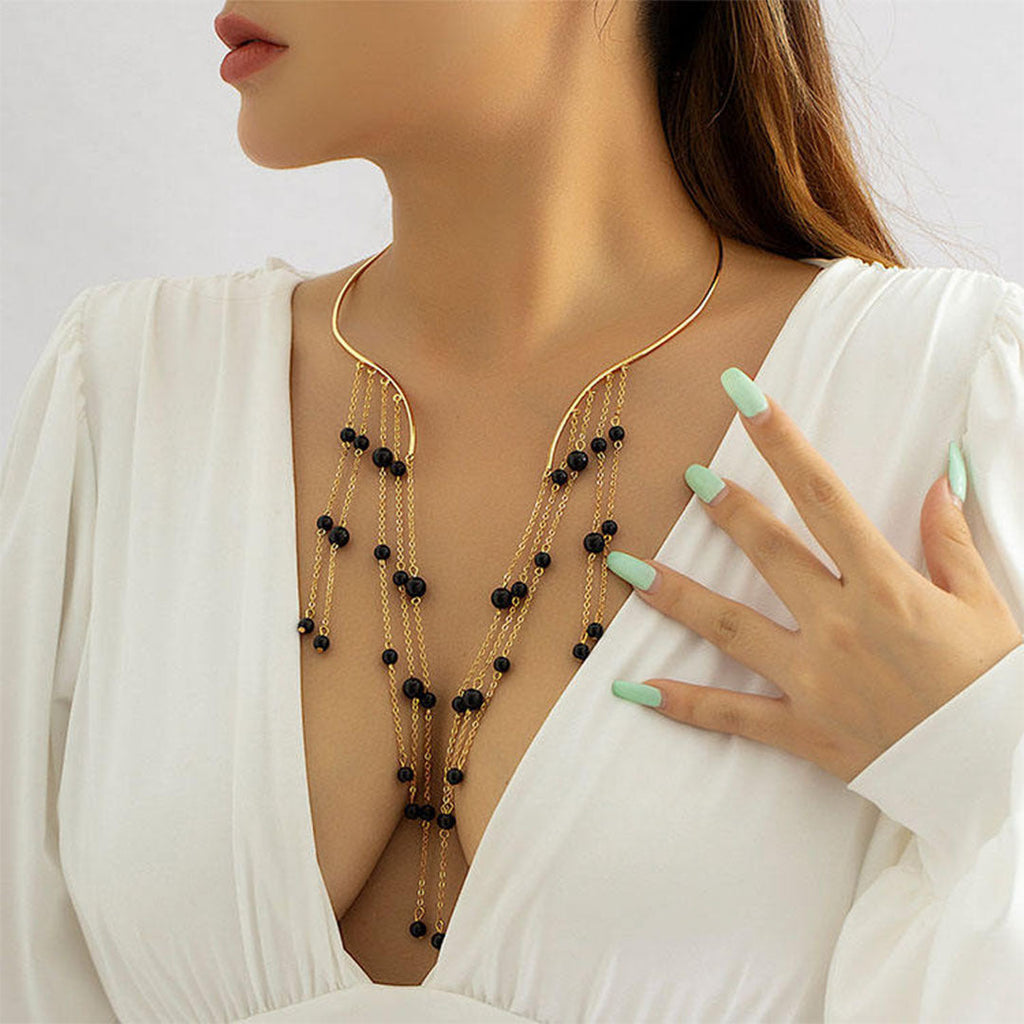 Elma Gold Tassel Choker Necklace for Women