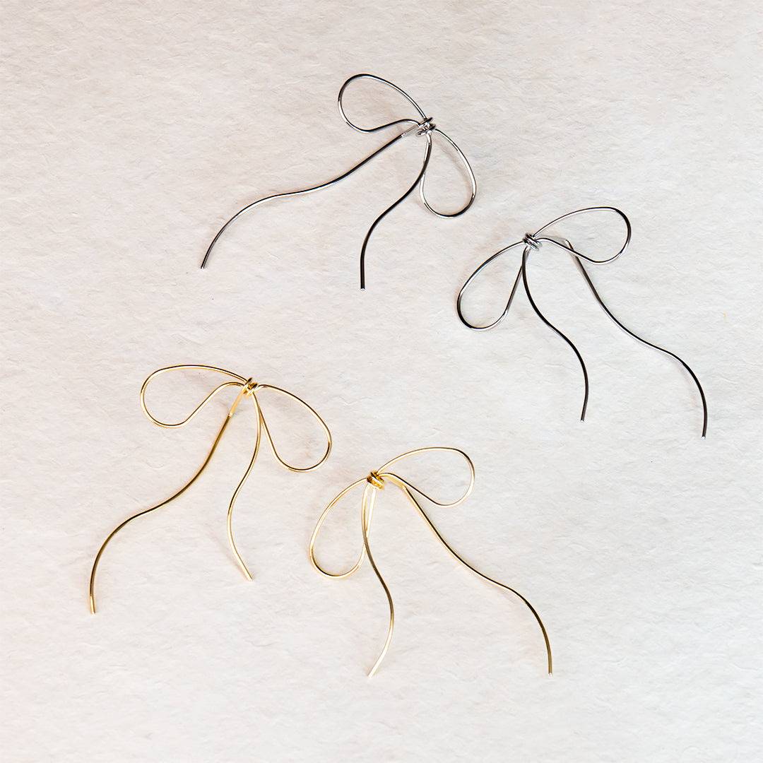 Lyra's Graceful Bow Wire Earrings