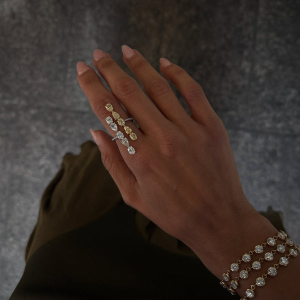 Elaria Twin Bloom Crystal Adjustable Ring