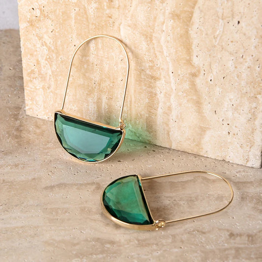 Emerald Half-Moon Statement Earrings