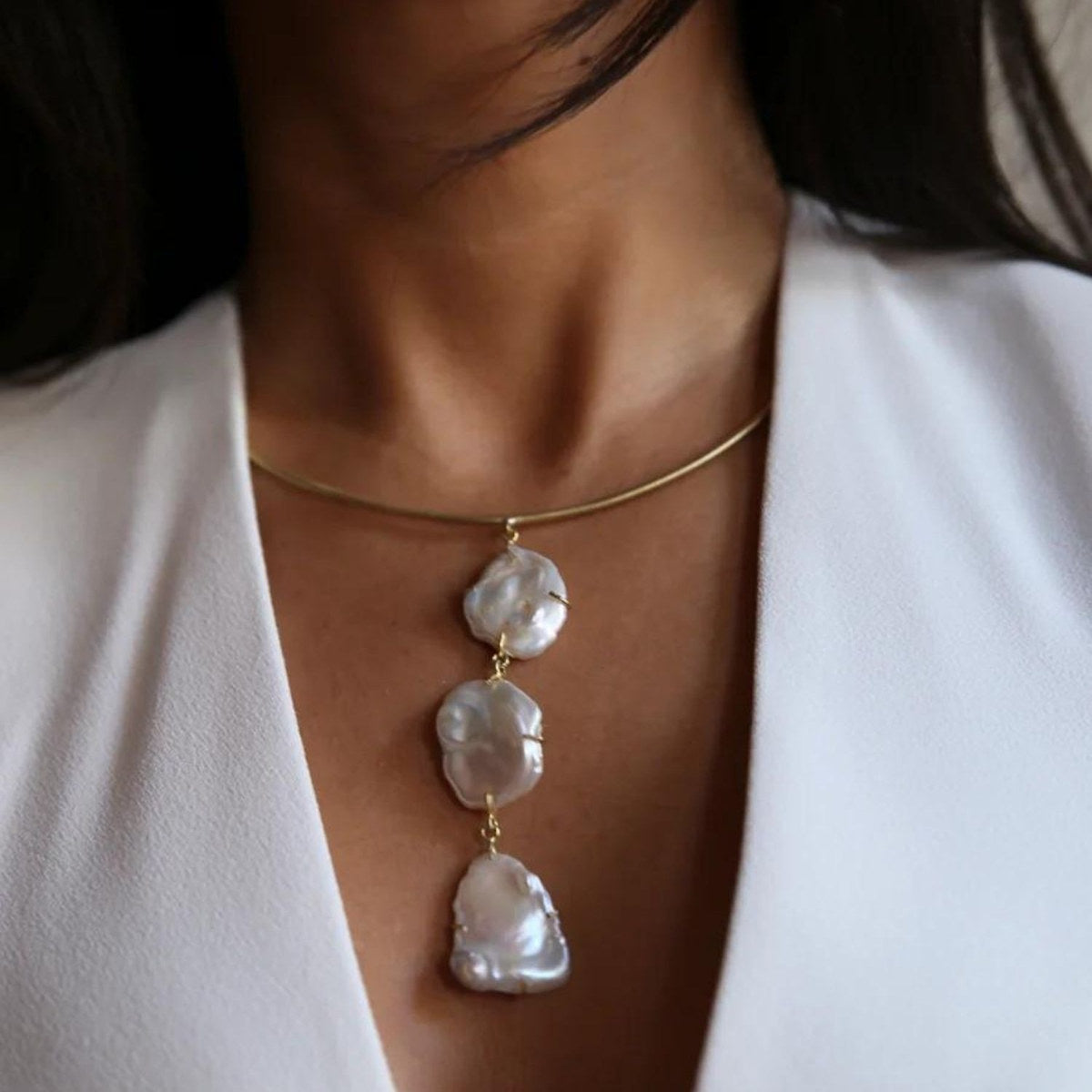 Moonlit Baroque Adjustable Necklace