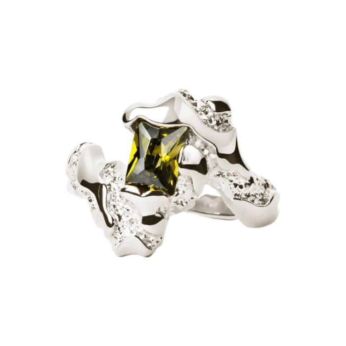 Serena Olive Crystal Sculptural Ring