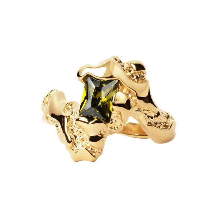 Serena Olive Crystal Sculptural Ring