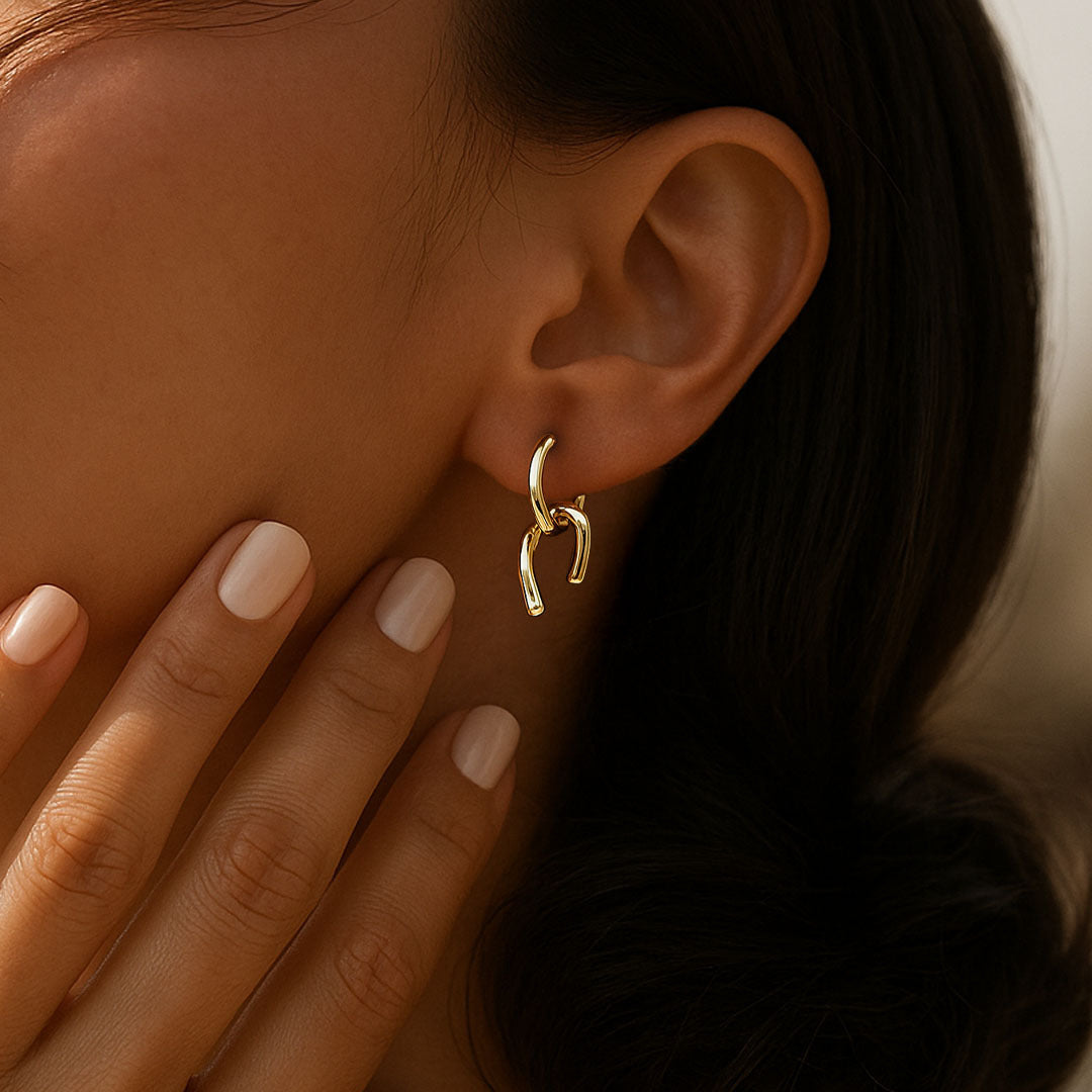 Sculptural Gold Link Earrings