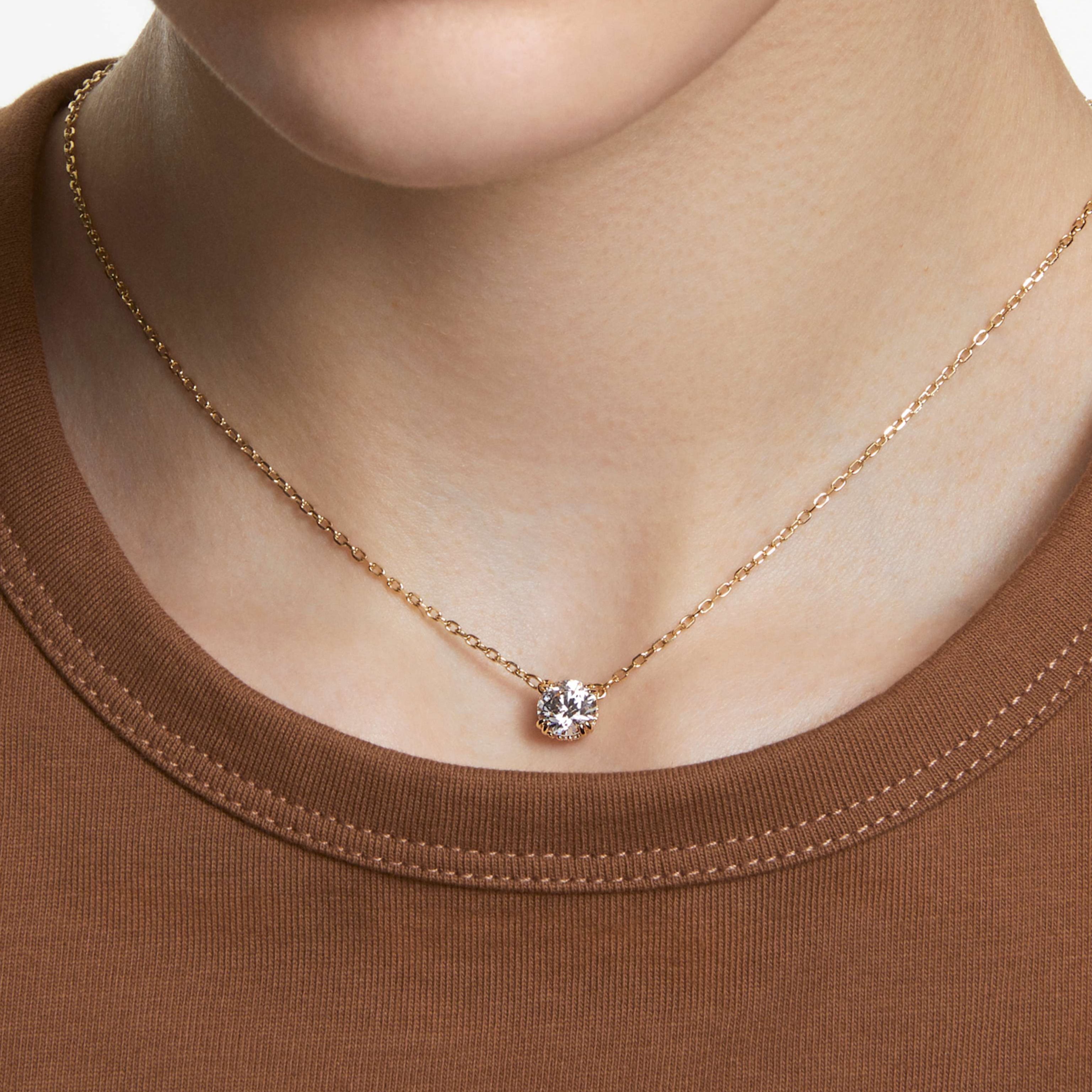 Classic Solitaire Pendant Necklaces Stainless Steel