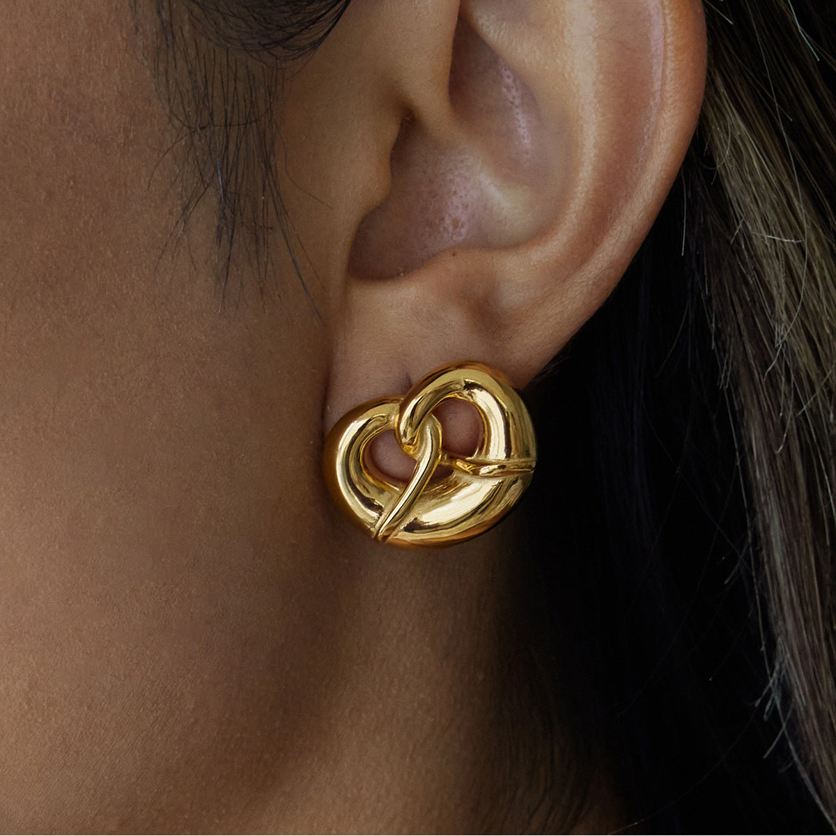 Elora Gold Knot Hoop Earrings For Women