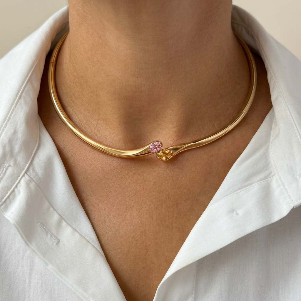 Elena Oval Earrings and Choker Set