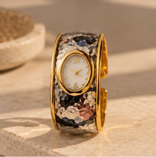 Avelisse Two-Tone Sculptural Cuff Watch