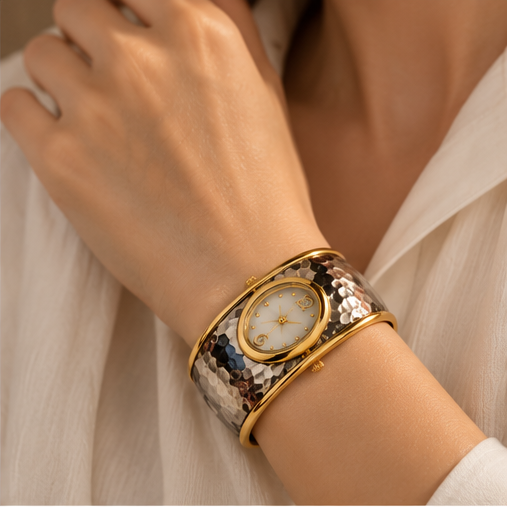 Avelisse Two-Tone Sculptural Cuff Watch