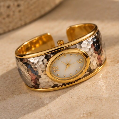 Avelisse Two-Tone Sculptural Cuff Watch