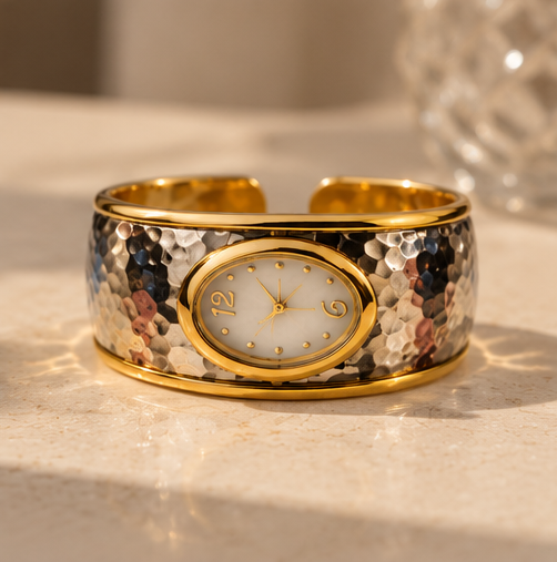 Avelisse Two-Tone Sculptural Cuff Watch