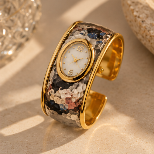 Avelisse Two-Tone Sculptural Cuff Watch