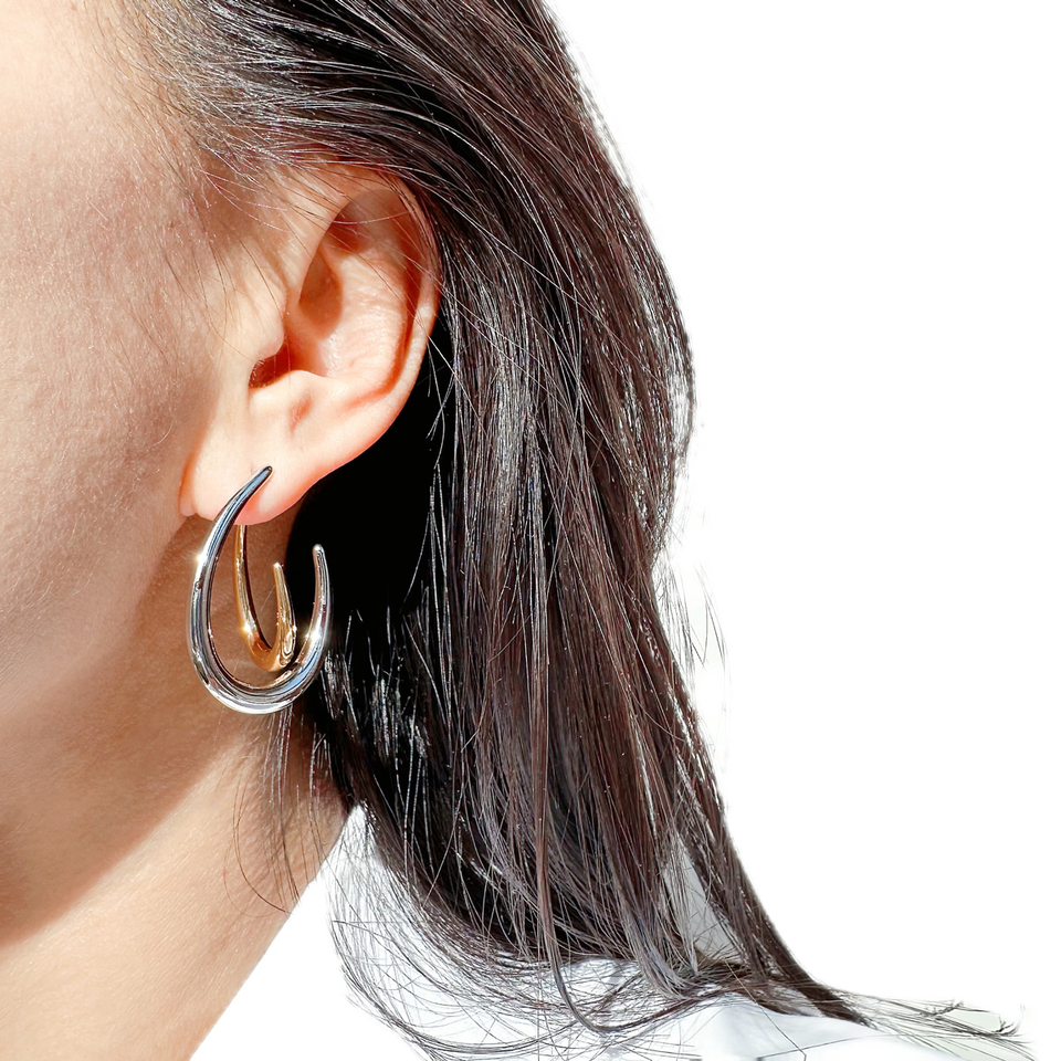 Auri  Dual-Tone Sculpted  Hoop Earrings For Women