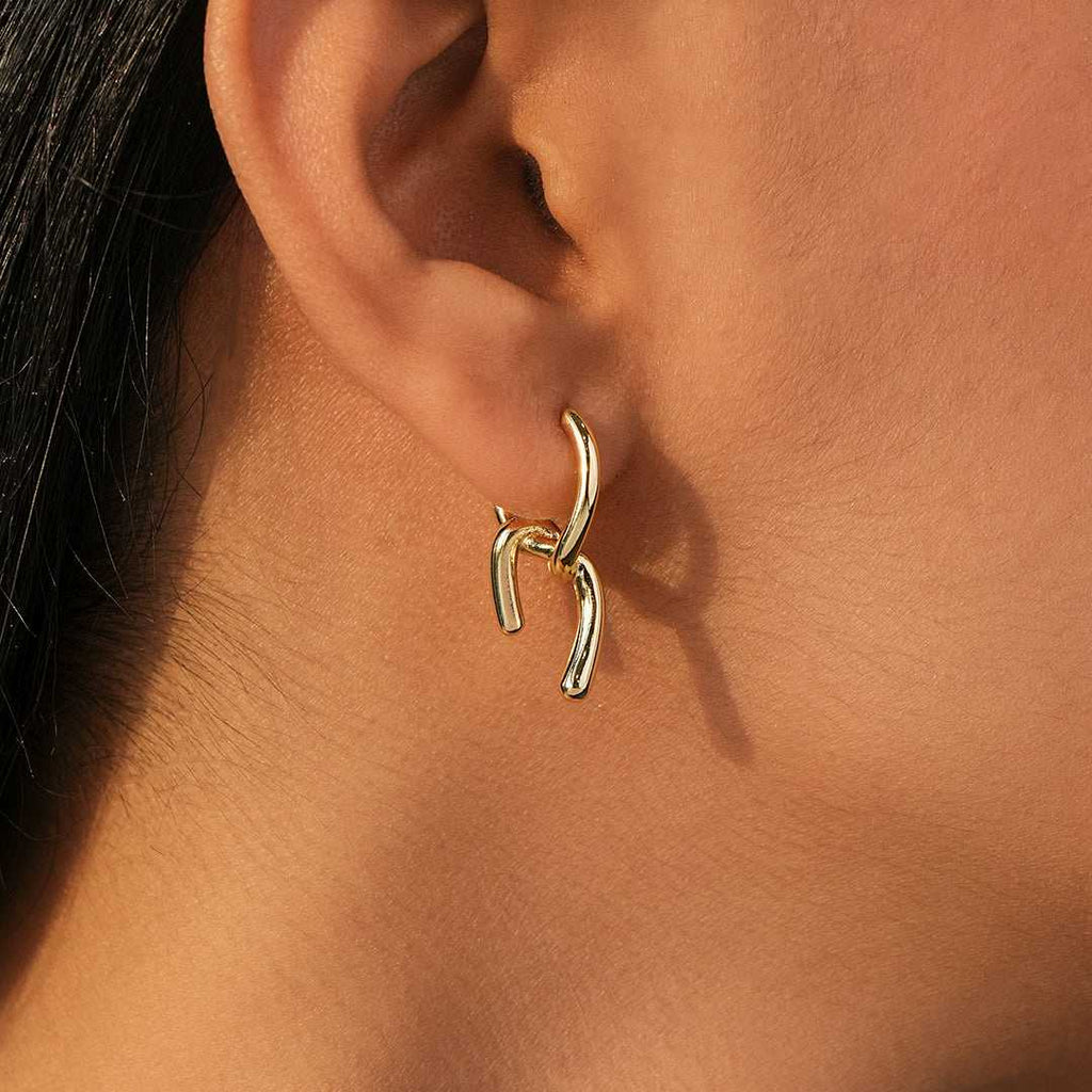 Sculptural Gold Link Earrings